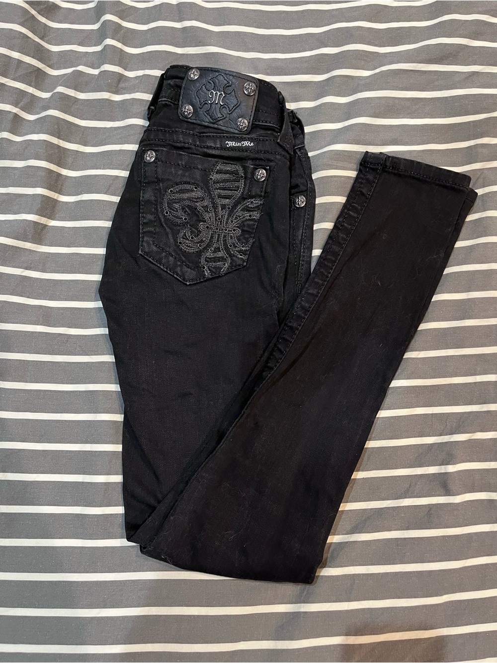 Miss Me Black Skinny Jeans with Embroidered Pocket